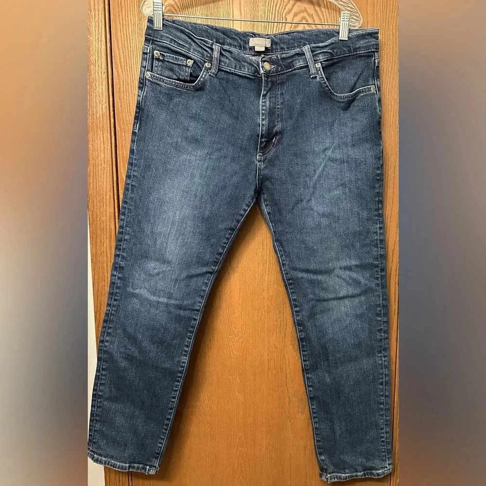 Ash & Erie Men’s Straight Fit Jeans 35x28 Medium Wash Cotton Stretch